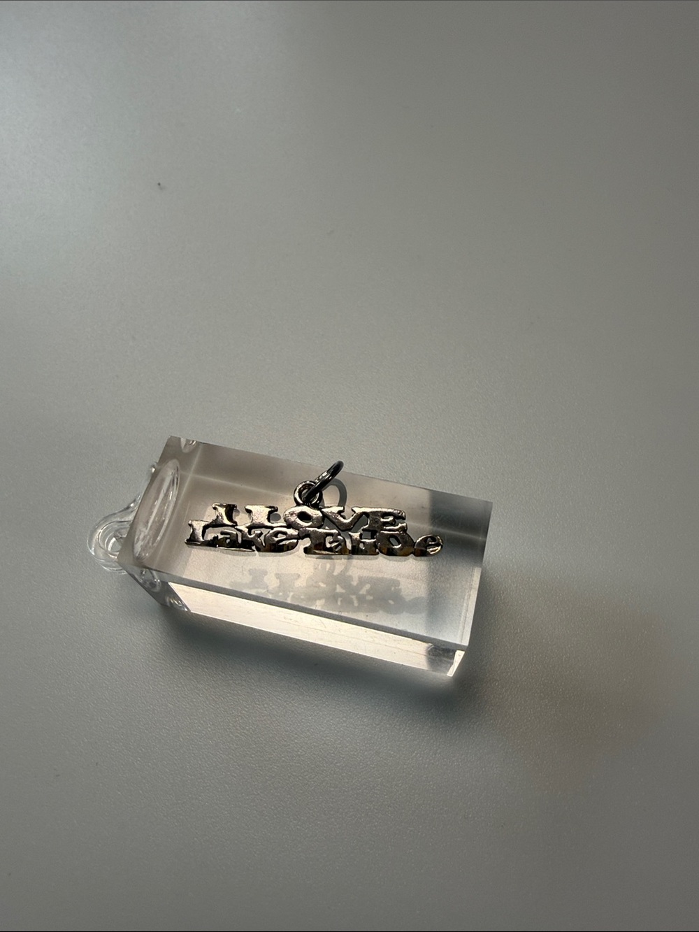 Sterling silver I Love Lake Tahoe pendant.